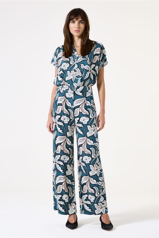 BROEK MET PRINT G50310 5079 Blue Lagoon